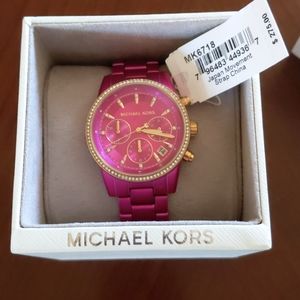 Pink Michael Kors women's watch with tags